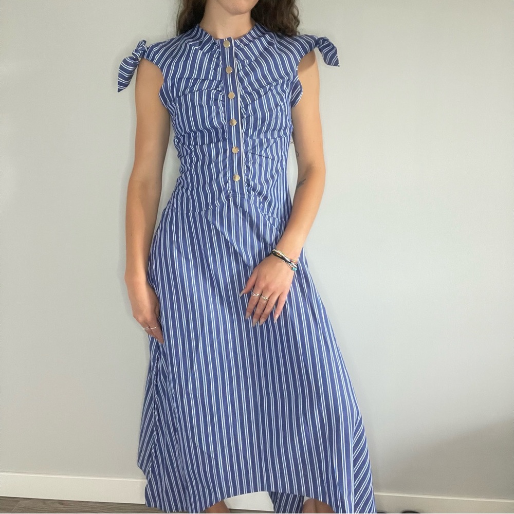 Derek Lam 10 Crosby Striped Asymmetrical Dress